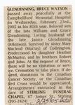 Bruce Watson Glendinning Obituary