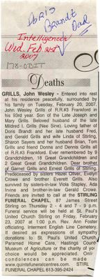 John Wesley Grills Obituary