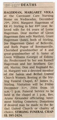 Margaret Viola Hagerman Obituary