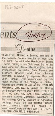 Robert Hamilton Obituary