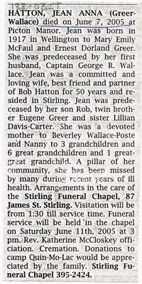 Jean Anna Hatton Obituary