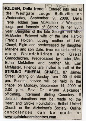 Della Irene Holden Obituary