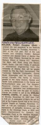 Robert Douglas (Bob) Holden Obituary, Intelligencer