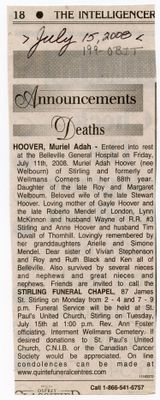 Muriel Adah Hoover Obituary, Intelligencer