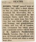 "Tillie" Jeffries Obituary
