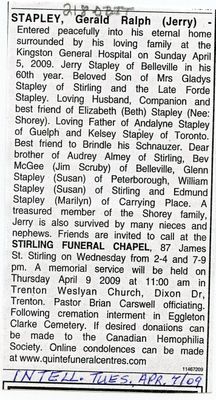 Gerald Ralph (Jerry) Stapley Obituary, Intelligencer