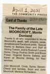 Monte Donland Moorcroft Cards of Thanks, Community Press