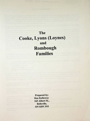 The Cooke Lyons (Loynes) and Rombough Families