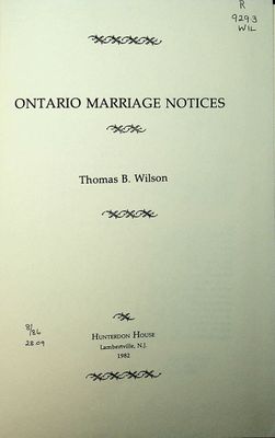 Ontario Marriage Notices