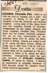 Petronella (Pia) Loogman Obituary