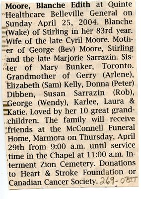 Blanche Edith Moore Obituary