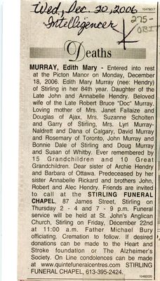 Edith Mary Murray Obituary, Intelligencer