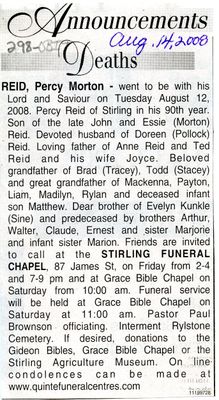 Percy Morton Reid Obituary