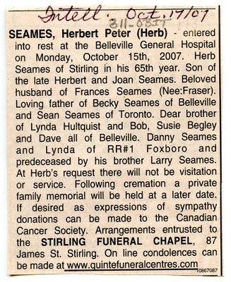 Herbert Peter (Herb) Seames Obituary, Intelligencer