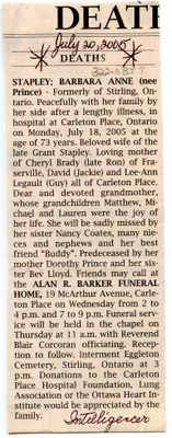 Barbara Ann Stapley Obituary, Intelligencer