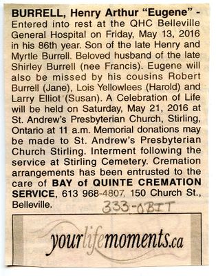 Henry Arthur &quot;Eugene&quot; Burrell Obituary