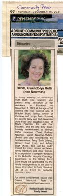 Gwendolyn Ruth Bush Obituary, Community Press