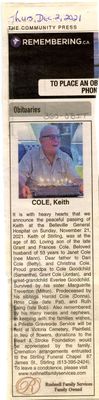 Keith Cole Obituary, Community Press