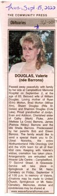 Valerie Douglas (nee Barrons) Obituary, Community Press