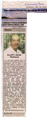 Harold Richmond Elliott Obituary, Community Press