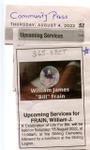 William James "Bill" Frain Notice of Upcoming Service, Community Press