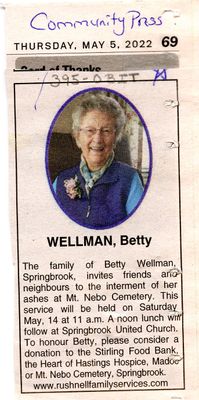 Betty Wellman Cards of Thanks, Community Press