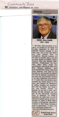 Don Keith Reid Obituary, Community Press