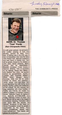 Dr. Thomas &quot;Tom&quot; Forde Kerr Obituary, Community Press