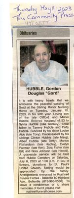 Gordon Douglas "Gord" Hubble Obituary, Community Press