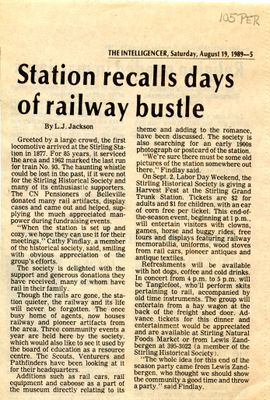 Station recalls days of railway bustle, Intelligencer (1989)