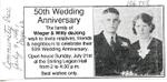 50th Wedding Anniversary Invitation - Wieger & Willy deJong, Community Press (1991)