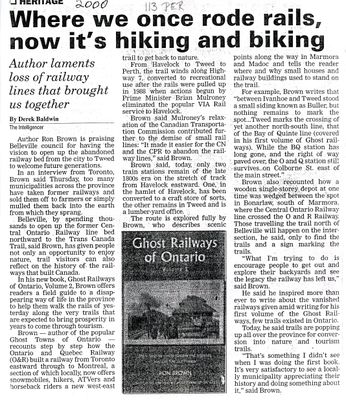 Where we once rode rails, now it's hiking and biking, Intelligencer (2000)