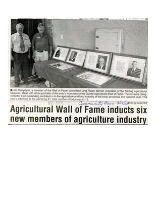 Agricultural Wall of Fame inducts six new members of agriculture industry, Community Press (2008)