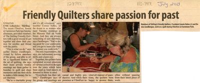 Friendly Quilters share passion for past, EMC (2013)