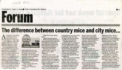 The difference between country mice and city mice... Community Press (2019)