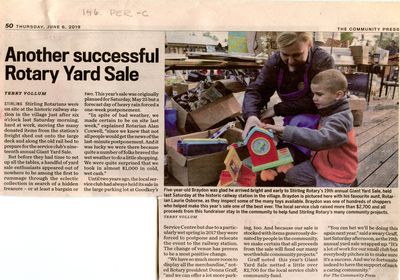 Another successful Rotary Yard Sale, Community Press (2019)