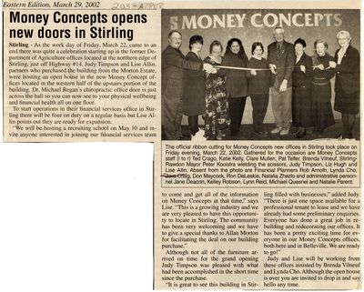 Money Concepts opens new doors in Stirling, Community Press (2002)