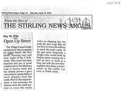 Open Up Street- 1926, Stirling News-Argus (2003)