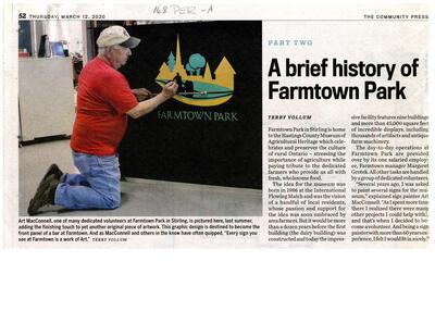 A brief history of Farmtown Park -Part 2, Community Press (2020)