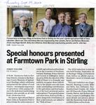 Special honours presented at Farmtown Park in Stirling, Community Press (2022)