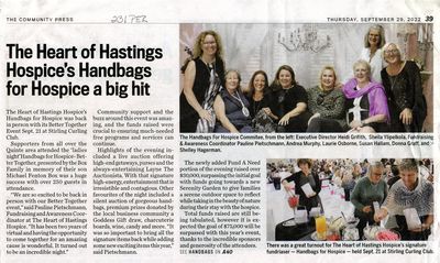 The Heart of Hastings Hospice's Handbags for Hospice a big hit, Community Press (2022)