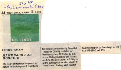 Listings - Handbags For Hospice, Community Press (2023)