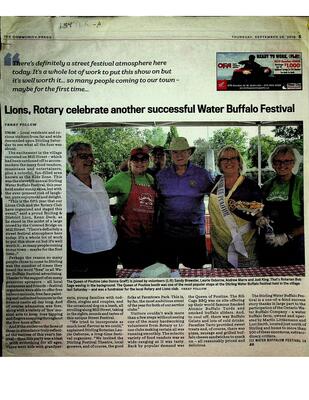 Lions, Rotary celebrate another successful Water Buffalo Festival, Community Press (2019)