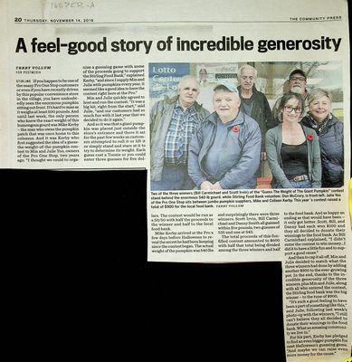 A feel-good story of incredible generosity, Community Press (2019)