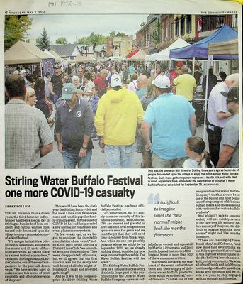 Stirling Water Buffalo Festival one more COVID-19 casualty, Community Press (2020)