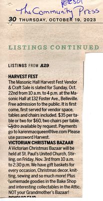 Listings - Victorian Christmas Bazaar, Community Press (2023)