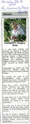 Gregory Einar Haggerty Obituary, Community Press