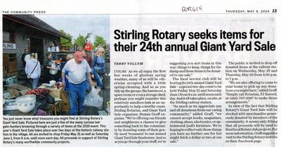 Stirling Rotary seeks items for their 24th annual Giant Yard Sale, Community Press (2024)