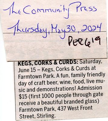 Notice - Kegs, Corks & Curds, Community Press (2024)