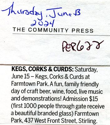 Notice - Kegs, Corks & Curds, Community Press (2024)